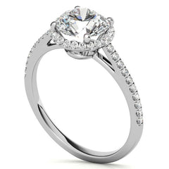 Round Petite Halo Moissanite Engagement Ring