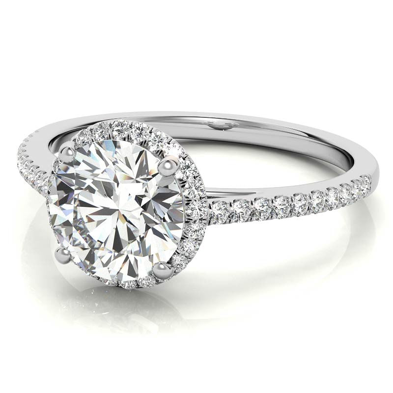 Round Petite Halo Moissanite Engagement Ring