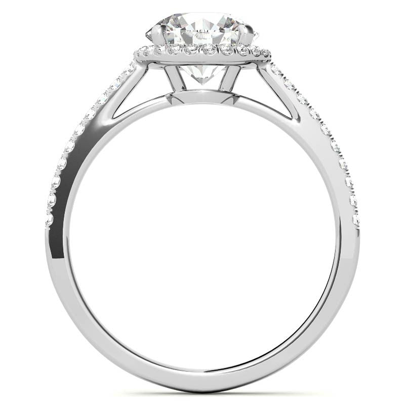 Round Petite Halo Moissanite Engagement Ring