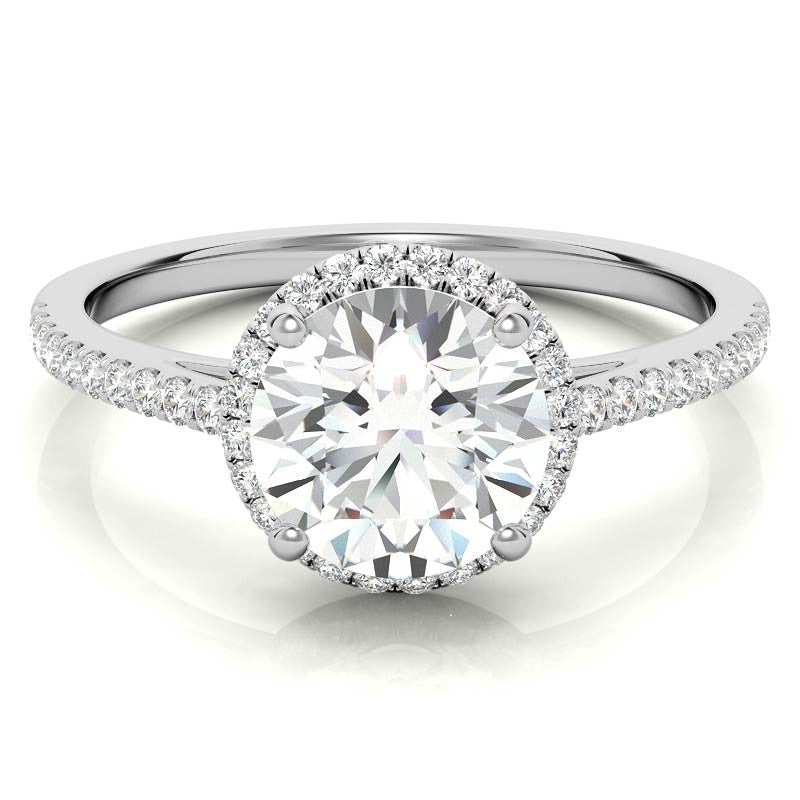 Round Petite Halo Moissanite Engagement Ring