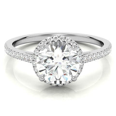 Round Petite Halo Moissanite Engagement Ring