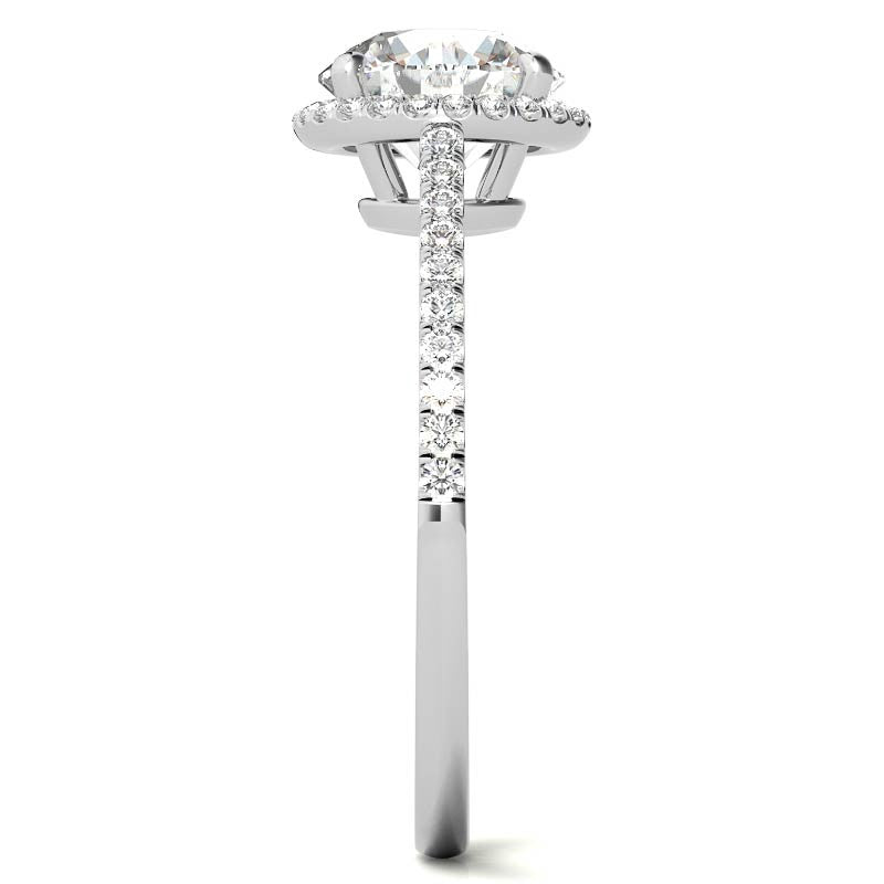 Round Petite Halo Moissanite Engagement Ring