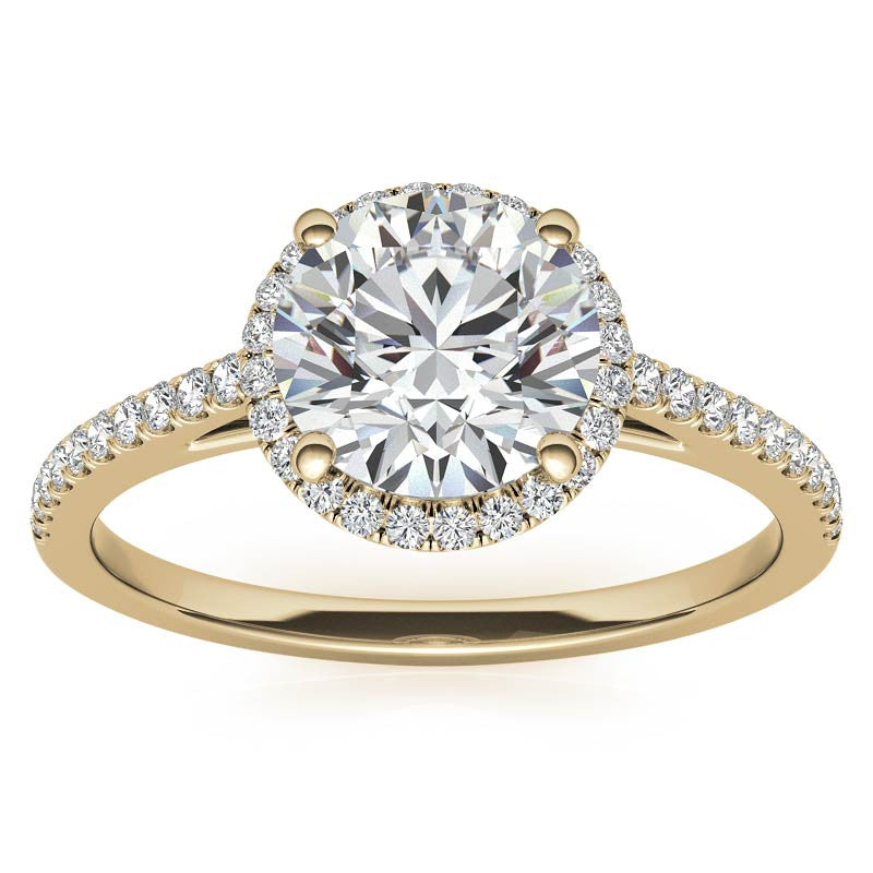 Round Petite Halo Moissanite Engagement Ring