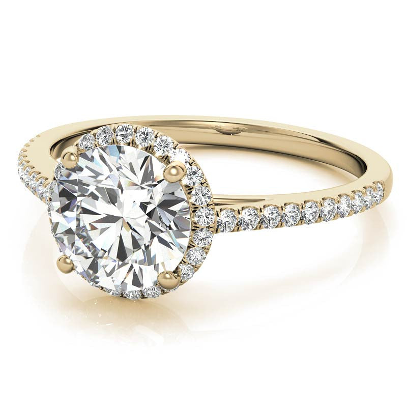 Round Petite Halo Moissanite Engagement Ring