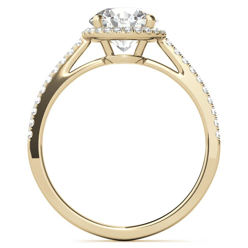 Round Petite Halo Moissanite Engagement Ring