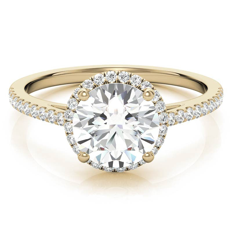Round Petite Halo Moissanite Engagement Ring