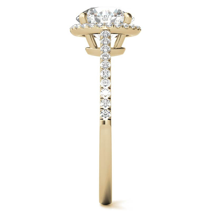 Round Petite Halo Moissanite Engagement Ring