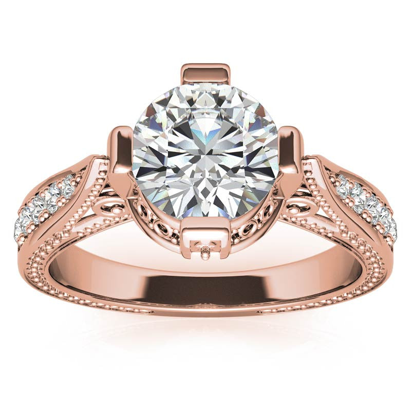 Round Antique Reproduction Moissanite Engagement Ring