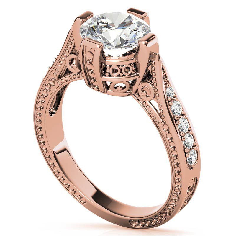 Round Antique Reproduction Moissanite Engagement Ring