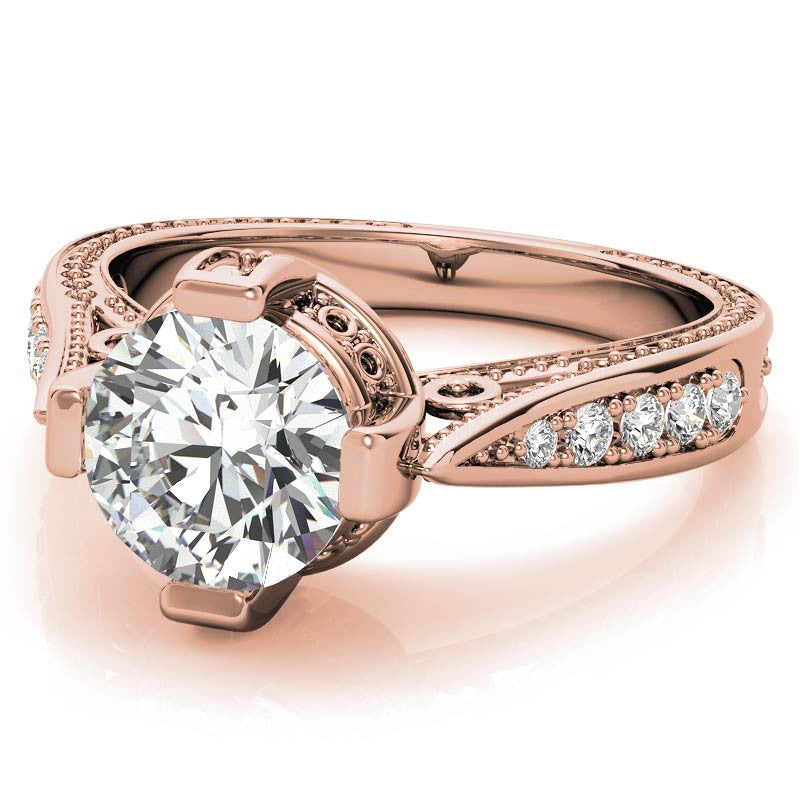 Round Antique Reproduction Moissanite Engagement Ring