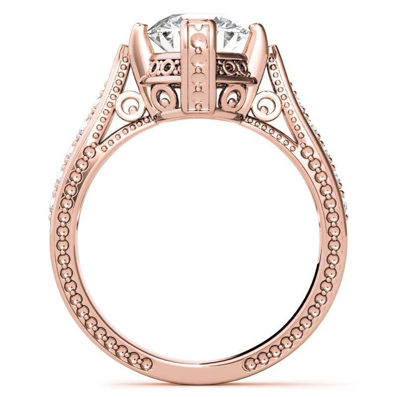 Round Antique Reproduction Moissanite Engagement Ring