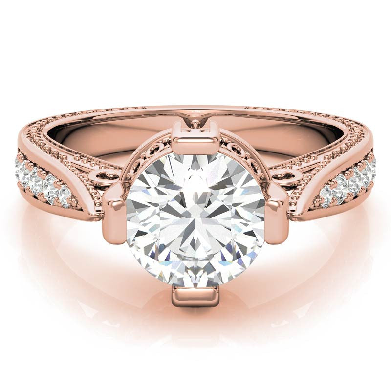 Round Antique Reproduction Moissanite Engagement Ring