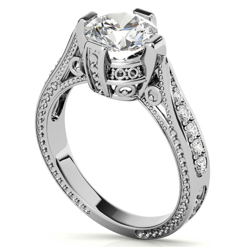 Round Antique Reproduction Moissanite Engagement Ring
