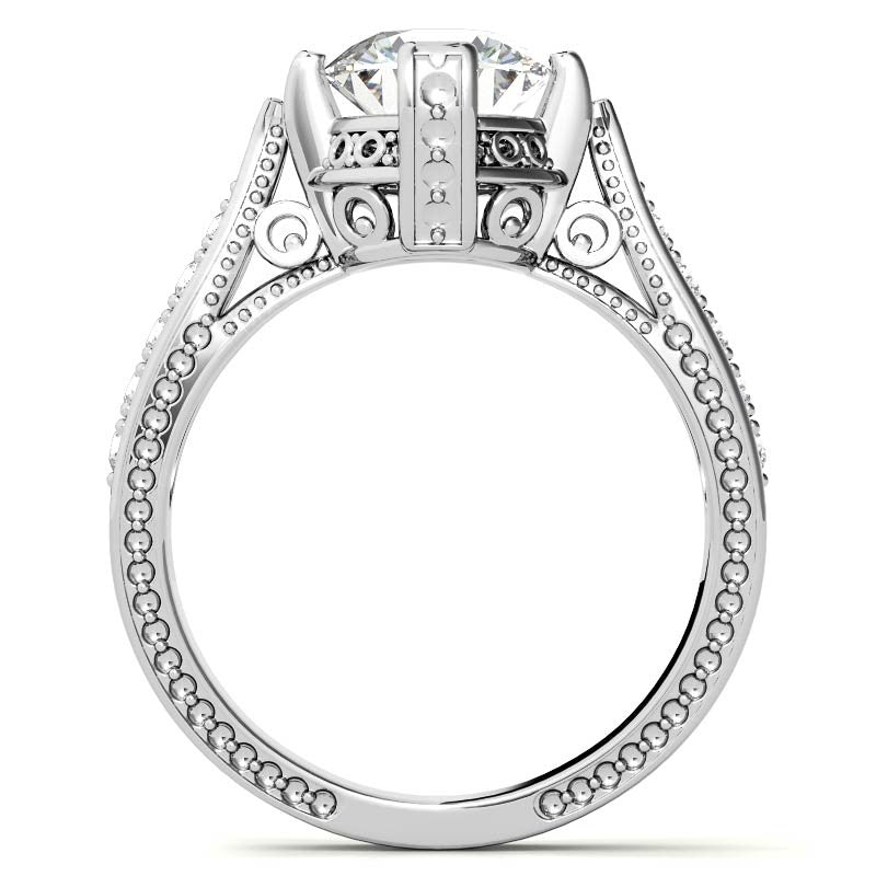 Round Antique Reproduction Moissanite Engagement Ring
