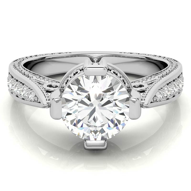 Round Antique Reproduction Moissanite Engagement Ring
