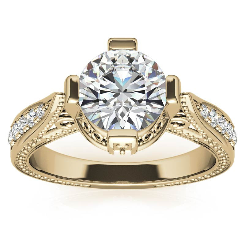 Round Antique Reproduction Moissanite Engagement Ring