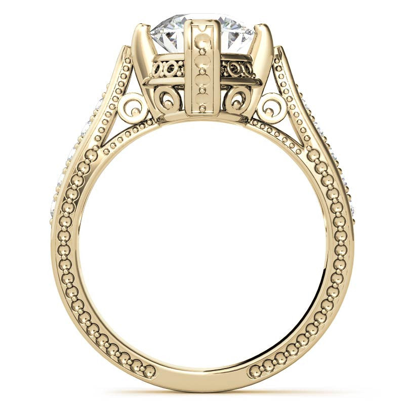 Round Antique Reproduction Moissanite Engagement Ring