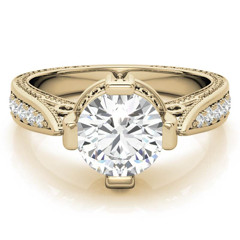 Round Antique Reproduction Moissanite Engagement Ring
