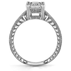 Antique Style Radian/Emerald Moissanite Engagement Ring