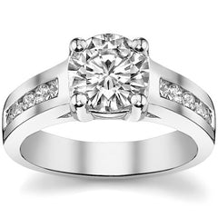 Round Wide Band Moissanite Engagement Ring