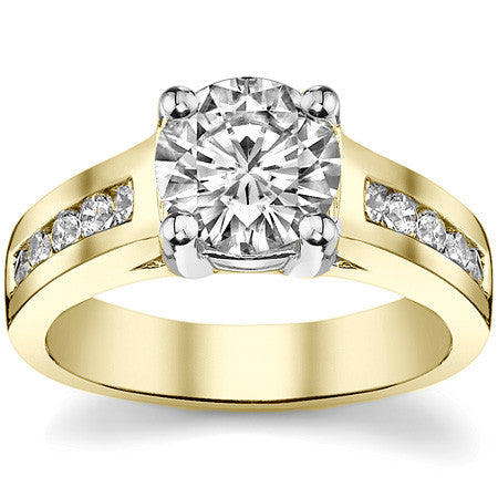 Round Wide Band Moissanite Engagement Ring