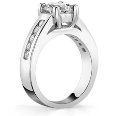 Round Wide Band Moissanite Engagement Ring