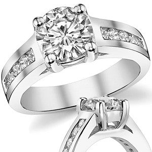 Round Wide Band Moissanite Engagement Ring