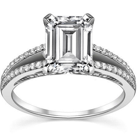 Moissanite & Diamond Engagement Split Shank Ring, 0.34ct