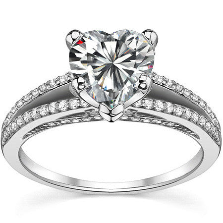 Moissanite & Diamond Engagement Split Shank Ring, 0.34ct