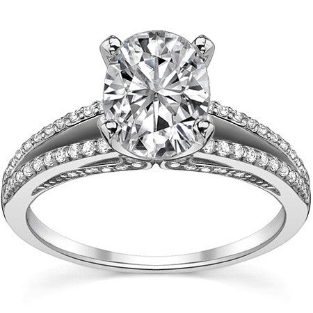 Moissanite & Diamond Engagement Split Shank Ring, 0.34ct