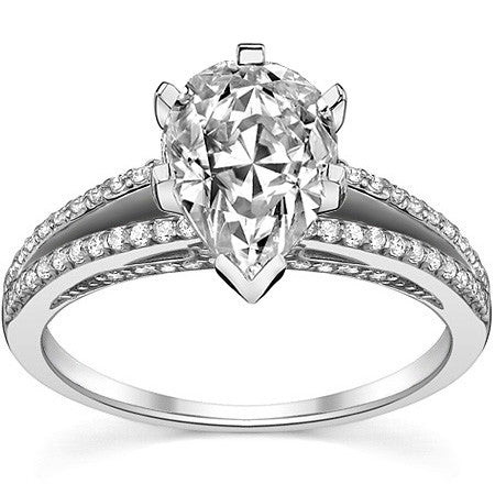 Moissanite & Diamond Engagement Split Shank Ring, 0.34ct