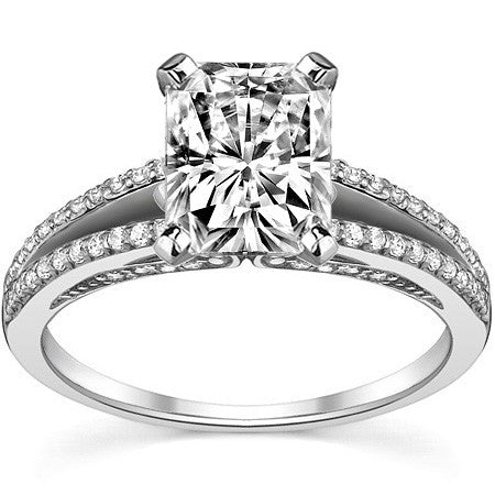 Moissanite & Diamond Engagement Split Shank Ring, 0.34ct