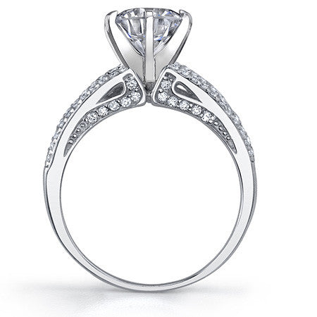 Moissanite & Diamond Engagement Split Shank Ring, 0.34ct