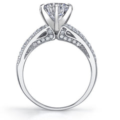 Moissanite & Diamond Engagement Split Shank Ring, 0.34ct