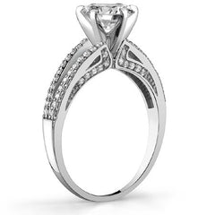 Moissanite & Diamond Engagement Split Shank Ring, 0.34ct