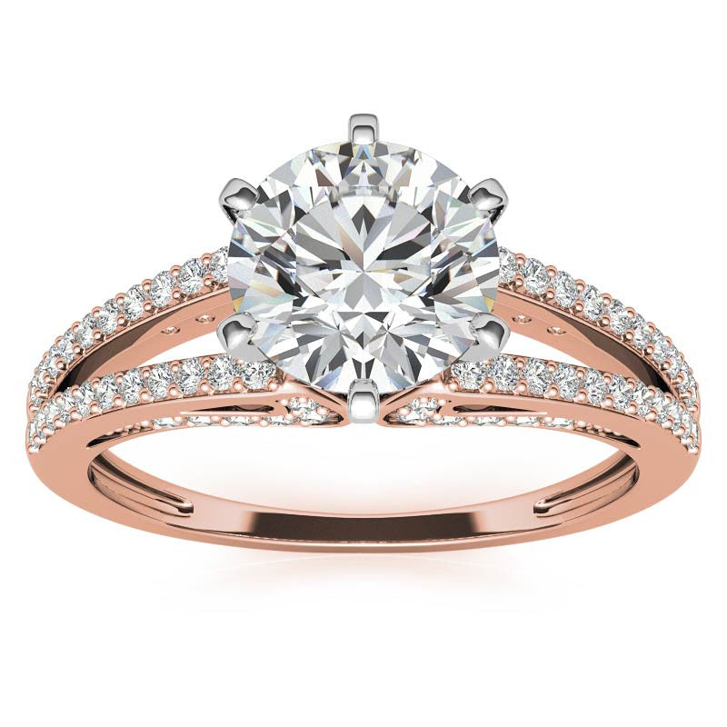 Moissanite & Diamond Engagement Split Shank Ring, 0.34ct