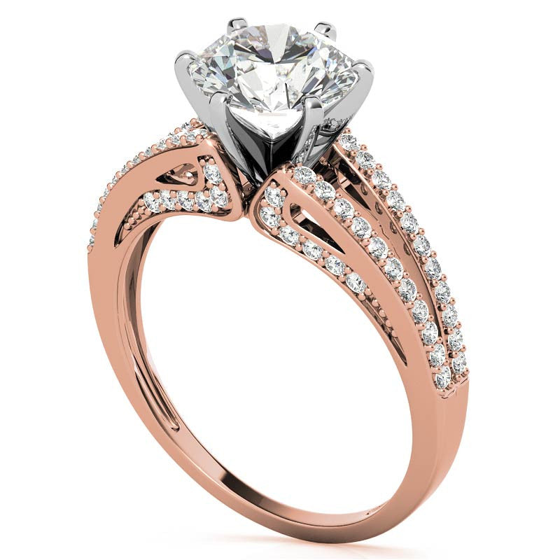 Moissanite & Diamond Engagement Split Shank Ring, 0.34ct