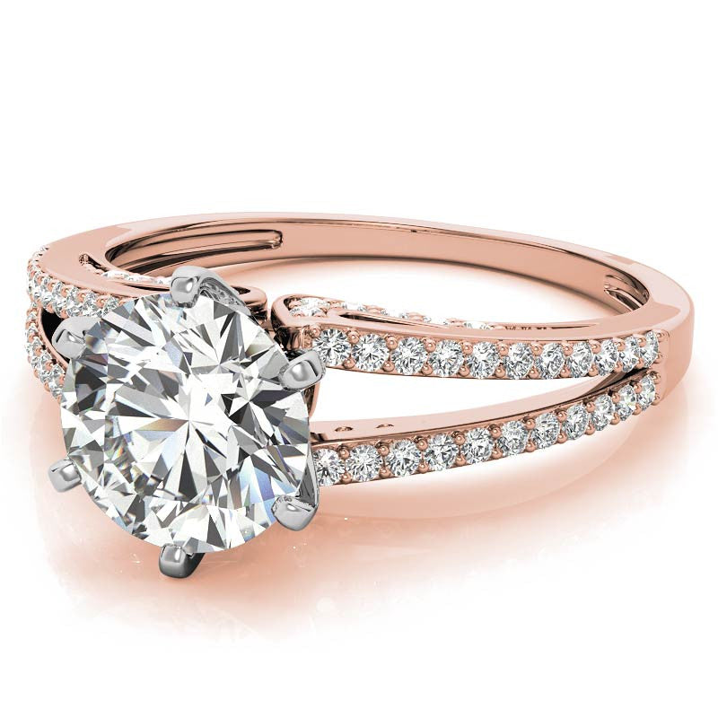Moissanite & Diamond Engagement Split Shank Ring, 0.34ct