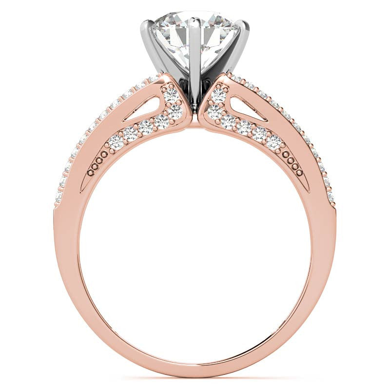 Moissanite & Diamond Engagement Split Shank Ring, 0.34ct