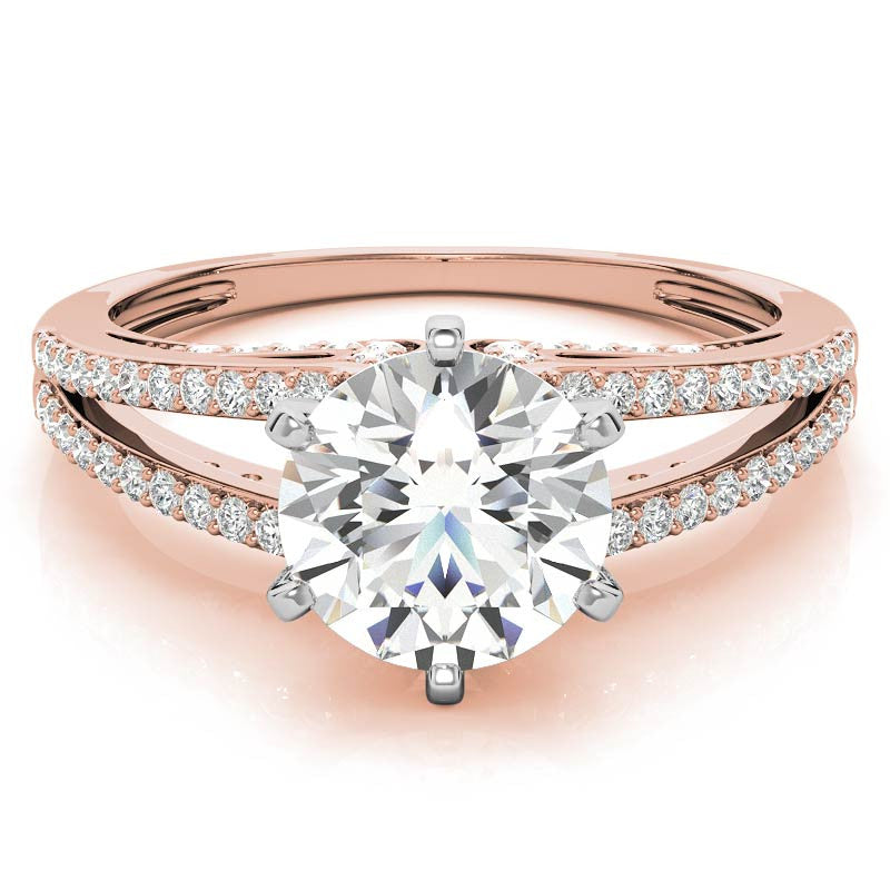 Moissanite & Diamond Engagement Split Shank Ring, 0.34ct