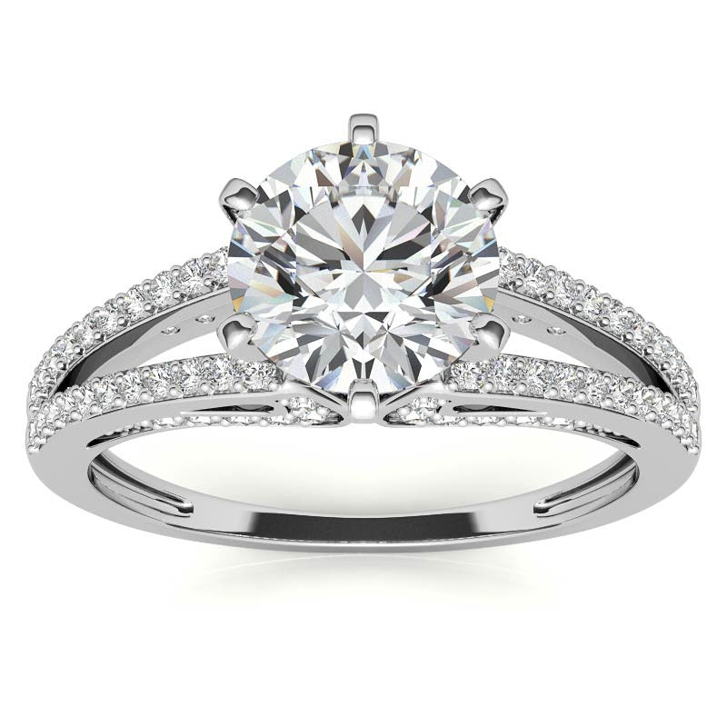 Moissanite & Diamond Engagement Split Shank Ring, 0.34ct