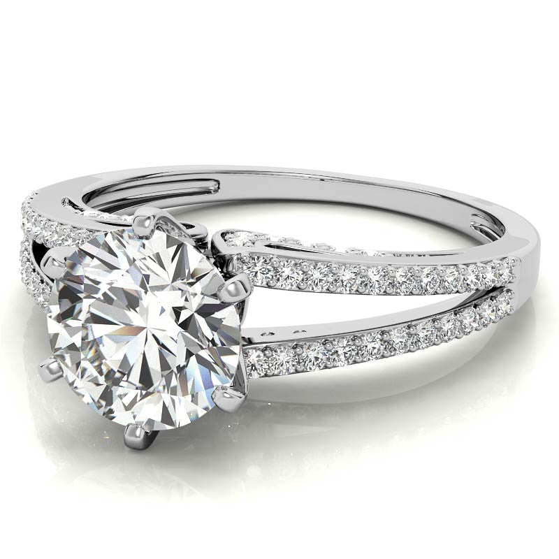 Moissanite & Diamond Engagement Split Shank Ring, 0.34ct