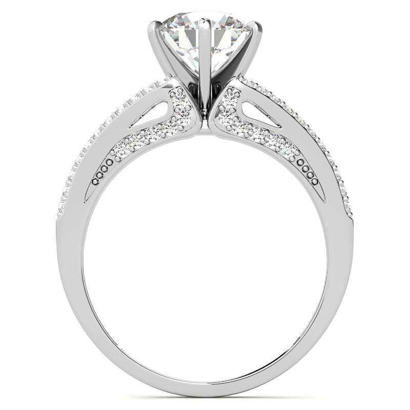 Moissanite & Diamond Engagement Split Shank Ring, 0.34ct