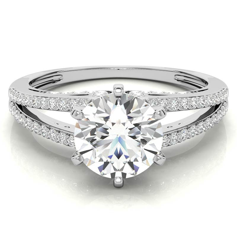 Moissanite & Diamond Engagement Split Shank Ring, 0.34ct