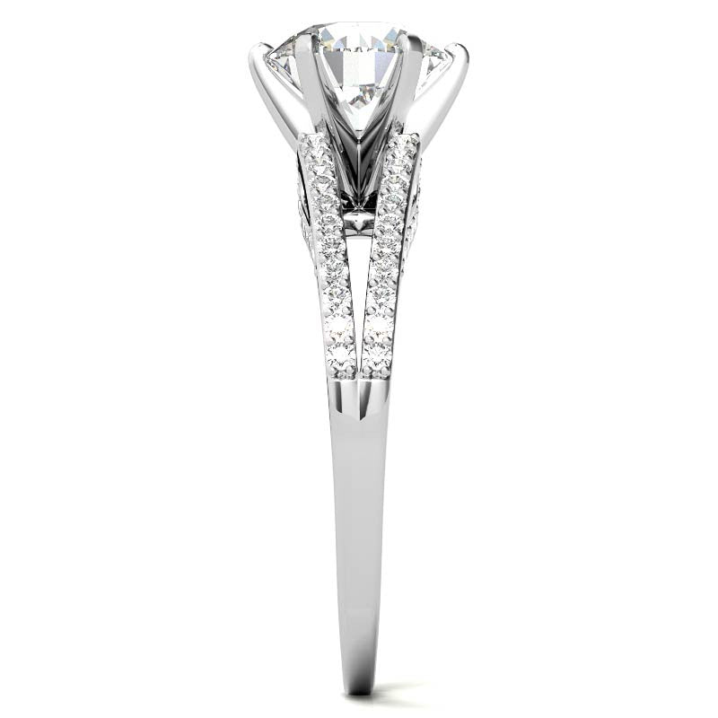 Moissanite & Diamond Engagement Split Shank Ring, 0.34ct