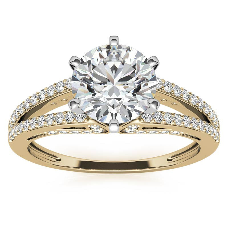 Moissanite & Diamond Engagement Split Shank Ring, 0.34ct