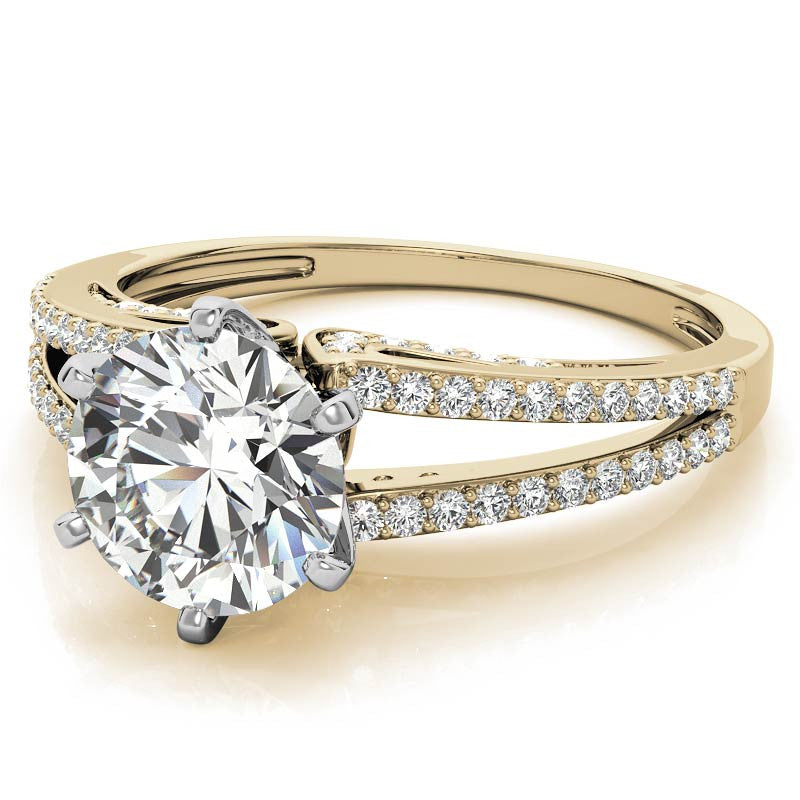 Moissanite & Diamond Engagement Split Shank Ring, 0.34ct