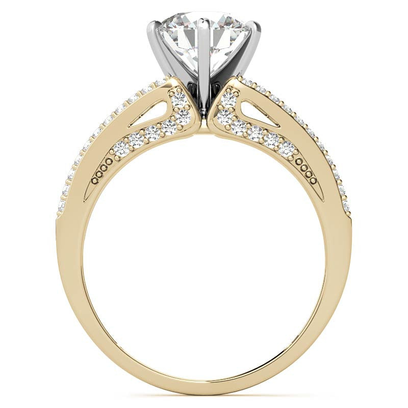 Moissanite & Diamond Engagement Split Shank Ring, 0.34ct