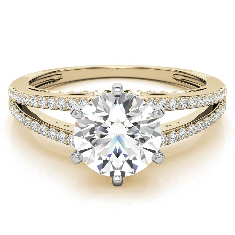 Moissanite & Diamond Engagement Split Shank Ring, 0.34ct