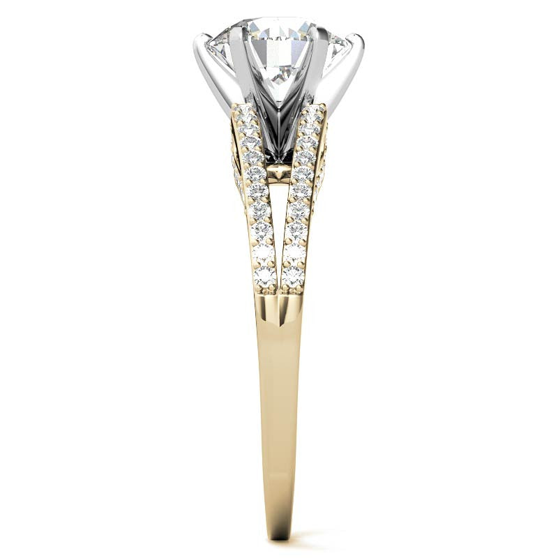 Moissanite & Diamond Engagement Split Shank Ring, 0.34ct